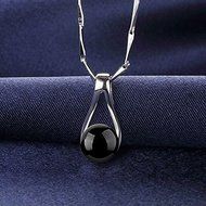 New 925 Silver Black Onyx Pendant Necklace Girls Fashion Jewelry N3