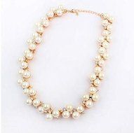 Fashion Jewelry Women Crystal Bib Pearl Statement Chunky Choker Pendant Necklace N3