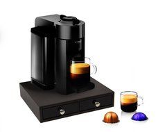 JackCubeDesign K-Cup Leather Holder Organizer Storage Carousel K cup Holder 2 Drawer Dark Brown with Black Acrylic...