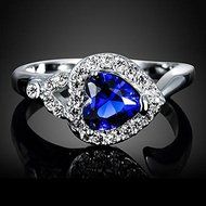 Women Fashion 925 Silver Heart Blue Sapphire Ring Wedding Jewelry New Size 5-10 (9) N2