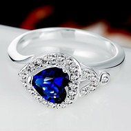 Women Fashion 925 Silver Heart Blue Sapphire Ring Wedding Jewelry New Size 5-10 (9) N3