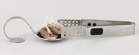 Tea Bag Tongs / Squeezer Polished Stainless Steel with Silicone Handle Insert