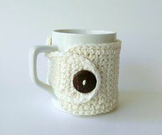 Coffee Cozy Crochet Cotton Coffee Mug Cozy Cream
