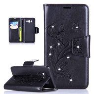 Galaxy J7 2016 Case,Galaxy J7 2016 Cover,ikasus Glitter Diamond Embossing Flowers Lily Butterfly PU Leather Flip... N24