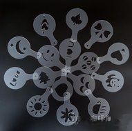 Coffee Stencils Latte Art Cappuccino Plastic Plate Template 16 Designs Decorating Tool + Mesh Shaker + Spoon