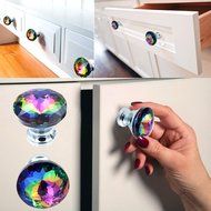 Shopline 10pcs Colorful Crystal Glass Cupboard Wardrobe Cabinet Drawer Knob Door Pull Handle N4