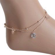 Pretty Gold Plated Anklets Flower Carving Hollow Ankle Bracelet Foot Chain