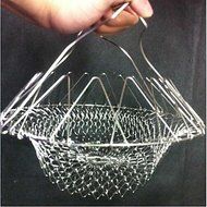 Y&amp;XL&amp;H Chef Basket Foldable Steam Rinse Strain Fry Poach Boil Basket Strainer Net