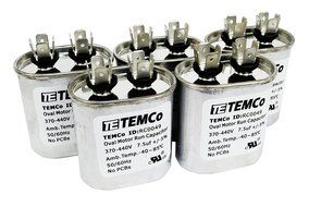 TEMCo Motor Run Capacitor RC0049 - 7.5 mfd uf 370/440 V VAC volt 7.5 uf Oval HVAC TEMCo AC Electric N4