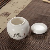 XDOBO China Ceramic High Capacity Square Tea Tin Seal Pot Tea Storage Canister (A)