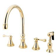 Kingston Brass KS2792BLBS Governor Deck Mount Kitchen Faucet with Brass Sprayer, 8-1/4-Inch, Polished Brass by...