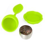 Tea Infuser, CCLV 4-Pack Silicone Tea Infuser Handle Stainless Steel Strainer Filter with Drip Tray N2