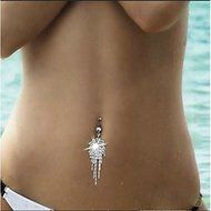 Hot Rhinestone Tassel Navel Dangle Button Belly Ring Bar Body Piercing Jewelry N9