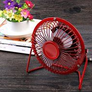 Usb Mini Desk Fans Small Quiet Personal Electric Metal Table Fan for Office with USB Plug-in Charging Cable Red N8