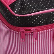 Cosmetic Bag, Bolayu Square Bow Stripe (Hot Pink) N4