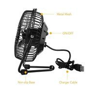 Usb Mini Desk Fans Small Quiet Personal Electric Metal Table Fan for Office with USB Plug-in Charging Cable Red N11