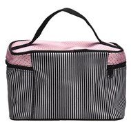 Cosmetic Bag, Bolayu Square Bow Stripe (Hot Pink) N5