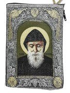 Saint Charbel Makhluf Rosary Icon Pouch Tapestry Prayer Keepsake Case 5.7" N2