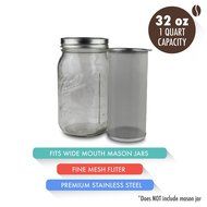 Zell Cold Brew Coffee, Iced Coffee and Iced Tea Maker Infuser, Stainless Steel Filter - 32 Oz