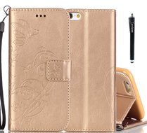 For iPhone 7 Case,iPhone 7 Leather Case,iPhone 7 Cover,Candywe [Gold] [Wallet]Leather Protective Stand Case For... N39