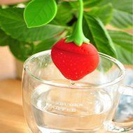 Red Cute Teapot Teacup Strawberry Design Silicone Tea Strainer Infuser Filter Bag Teabag Food Safety Silicone...