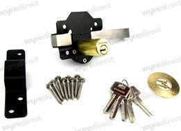 70mm Long Throw Gate Lock Single Locking 5 Key Stainless Steel With Black Handle by Gatemate