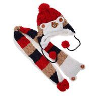 Baby Toddler Winter Beanie Warm Hat Hooded Scarf Earflap Knitted Cap Girls Boys N18