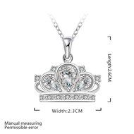 Women 925 Sterling Silver Plated Crown Fashion Pendant Necklace Chain Jewelry N4