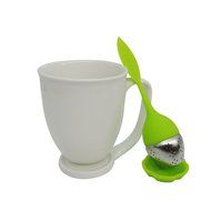 Bestwishes2u 1pcs Stainless Steel Tea Infuser Strainer with Silicone Leaf Lid, Mesh Strainer Includes Drip Tray