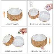 Essential Oil Diffuser, Angozo 250ml Wood Grain Aroma Humidifier Aromatherapy Diffuser with 7 Color LED Lights... N3