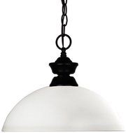 Z-Lite 100701MB-DMO14 Shark/Windsor One Light Pendant, Steel Frame, Matte Black Finish and Matte Opal Shade of...