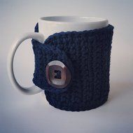 Cotton Coffee Cup Cozy in Navy Blue