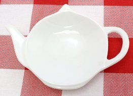 4-Pack of Blue &amp; White Teapot-Shaped Porcelain Ceramic Tea Bag Coasters; Set of Handcrafted Tea Bag Caddies, Spoon... N3