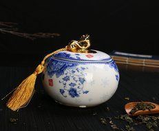 JKCOM China Ceramics Tea Container Tea Caddy Porcelain Tea Storage Jar
