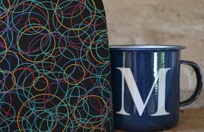 Abstract Circles Artisanal Tea Cozy - Primary Colors on Black - 1 Medium Only N2