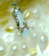 Rare Phoenix pattern Sri Lanka Moonstone Cylinder Pendants 17&lsquo;&rsquo; N2