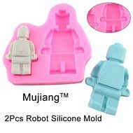 Mujiang Robot Silicone Candy Sugar Gumpaste Clay Fondant Molds Small + Large N2