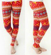PHOTNO Women Skinny Christmas Elk Print Stretchy Pants Slim Leggings N2