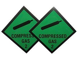 2 x Green Compressed Gas Sticker Sign for Car / Vehicle FREE DELIVERY by PolAmb Products