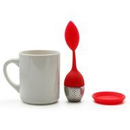 Red Silicone Tea Infuser Leaf Handle with Steel Ball