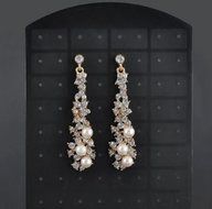Pearl Rhinestone Women Lady Crystal Dangle Chandelier Earrings Jewelry N4