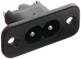 Interpower 83011500 IEC 60320 C8 Power Inlet, IEC 60320 C8 Socket Type, Black, 2.5A Rating, 250VAC Rating