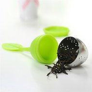 Tea Infuser Leaf Strainer Handle with Steel Ball Silicone Leaf Lid ,Set of 5 Assorted Colors