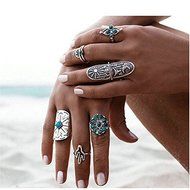 Vintage 9PCS/Set Silver Punk Ring Womens Retro Geometry Finger Rings Boho Style N4