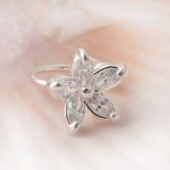 Fashion 1PC Crystal Flower Ear Cuff Earring Fashion Womens Wrap Clip On Jewelry (silver) N2
