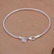 3MM 925 Sterling Silver Snake Chains Bracelet fit European Beads N5