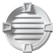 Fypon FRLV40MTK Functional 40W x 40H Round Louver, with Decorative Trim and Keystones by Fypon