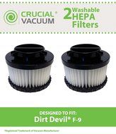 2 Dirt Devil F9 WASHABLE, REUSABLE Vacuum HEPA Filter; Compare With Dirt Devil Part #3DJ0360000, 2DJ0360000; Designed...