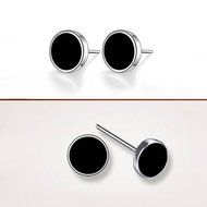 New Nice Men Women's Silver Cool Black Vinyl Earrings Ear Studs Jewelry N5