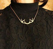 Celebrity Vintage Fashion Cute Deer Horn Pendant Collar Gold Chunky Necklace NEW N4